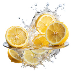 Refreshing Lemon Slices and Water Splash