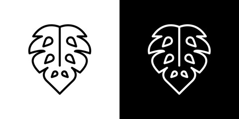 Monstera deliciosa plant leaf icon symbol concept for graphic design, Website, UI. Svg