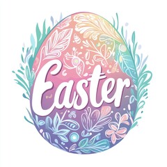 Obraz premium Easter egg design, pastel colors, floral and decorative elements, outlined with foliage