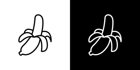 Peeled banana icon symbol concept for graphic design, Website, UI. Svg