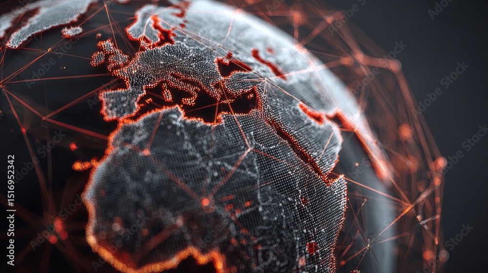 Poster abstract digital globe network connection futuristic technology world map data visualization modern 