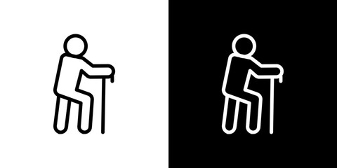 Person walking with cane icon symbol concept for graphic design, Website, UI. Svg
