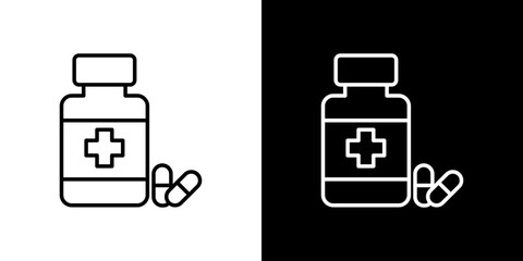 Pill bottle icon symbol concept for graphic design, Website, UI. Svg