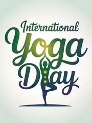 International Yoga day social media post Yoga Inspiration Spiritual Growth typography text on a White background