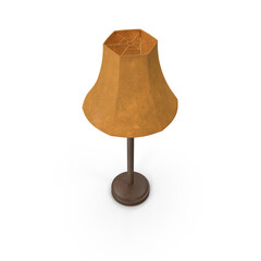 Obraz premium Vintage floor lamp with brown fabric shade isolated on transparent background