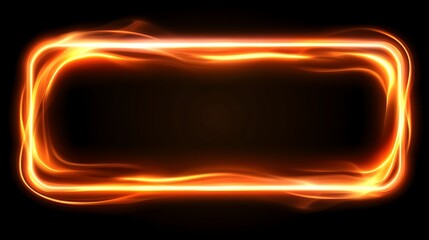 Abstract glowing orange rectangle frame on black background