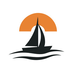 Sailboat Floating On Sunset Waters Silhouette