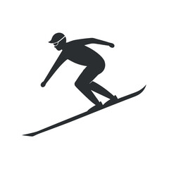 Fototapeta premium Skier Racing Down Mountain Slope Silhouette