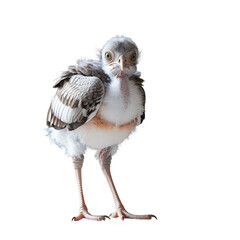 An endearing chick explores the world with wide eyed wonder set against on transparent background
