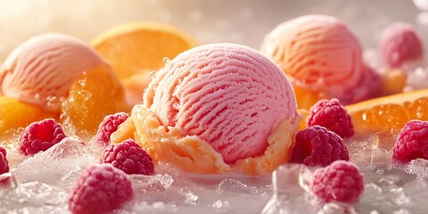 Raspberry  Orange Ice Cream.