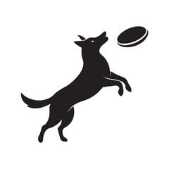 Dog Jumping Up To Catch Frisbee Silhouette