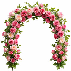 Elegant archway of pink roses floral arrangement perfect for wedding celebrations and events