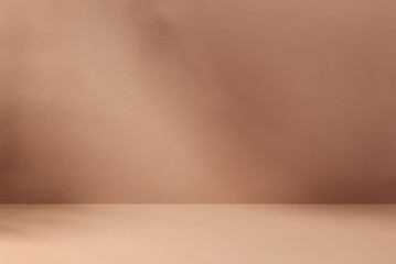 Minimalistic abstract mocha mousse color background for product presentation with aesthetic light...