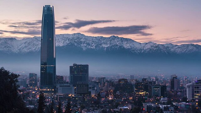 
Santiago de Chile's Costanera Center at dawn