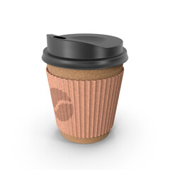 Disposable coffee cup with lid isolated on transparent background