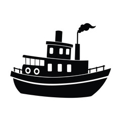 Obraz premium Tugboat sea vessel vector silhouette 