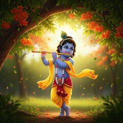 Lord Krishna Janmashtami background image