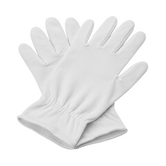 White cotton beauty treatment gloves, neatly folded, on a plain transparent background with clear contours, captured from a slightly high angle shot. Concept for beauty product display