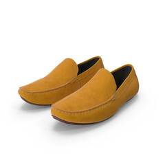 Pair of Brown Leather Loafers Isolated on Transparent Background