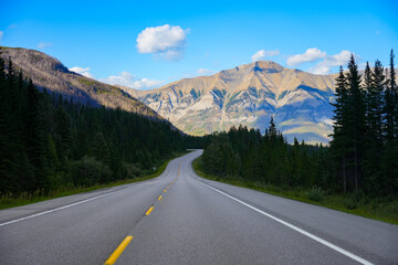 Banff-Windermere Highway (Hwy 93) passing through the Vermilion Pass in the Kootenay National Park, British Columbia, Canada