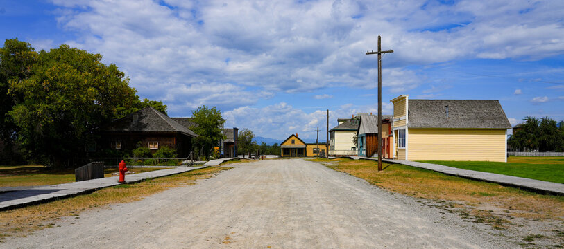 Riverside street in the Fort Steele Heritage Town in the East Kootenay region of southeastern British Columbia, Canada