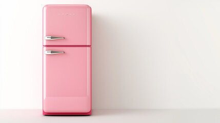 pink  fridge in white room , refrigerator
