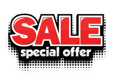 Special offer for sale advertising  sticker. Vector template for label on transparent background