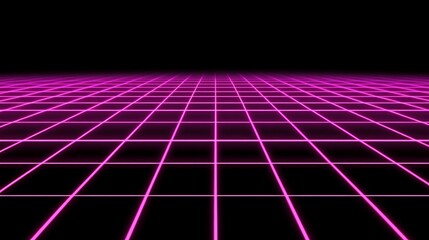 Retro grid floor, glowing pink