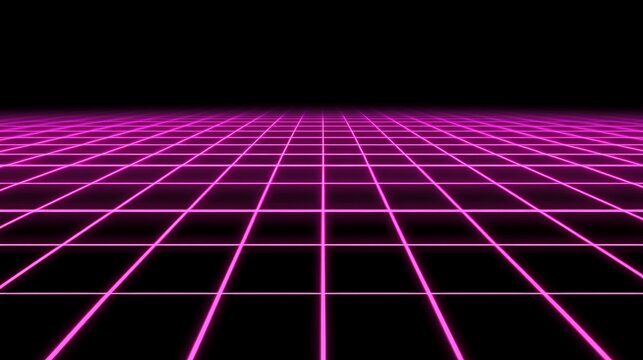 Retro grid floor, glowing pink