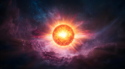 Obraz premium Vibrant Star System In Deep Space