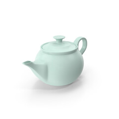 Light Blue Ceramic Teapot Isolated on Transparent Background