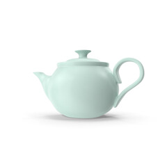 Light Blue Ceramic Teapot Isolated on Transparent Background