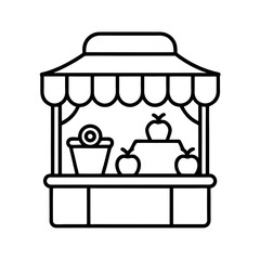 Farmers Market Stall Line Drawing