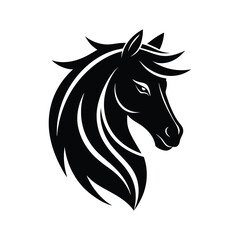 Stylized Black and White Horse Head Vector Illustration