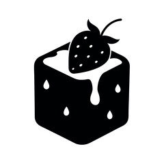 Iced Strawberry Black Vector Icon