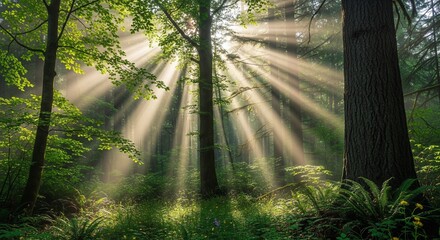 rayons du soleil dans une forêt