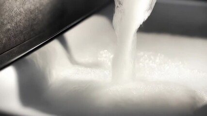 Soapy hands rinsing under running water in a bathroom sink, promoting cleanliness and hygiene for disease prevention and personal care routines.
