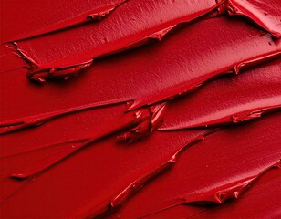 Close-up of textured red lipstick smudges