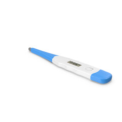 Digital Medical Thermometer with Blue Handle Isolated on Transparent Background