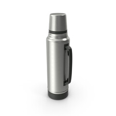Stainless Steel Thermos Flask Isolated on Transparent Background