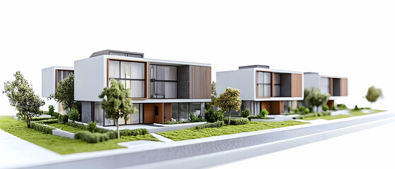 Modern Row Houses On Residential Street