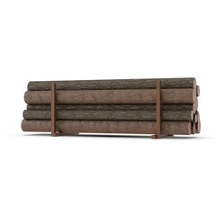 Stack of Wooden Logs Isolated on Transparent Background