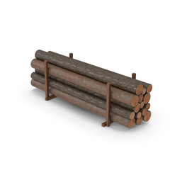 Stack of Wooden Logs Isolated on Transparent Background