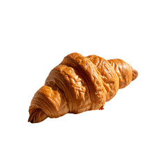 Golden flaky croissant inviting a delicious breakfast highlighting on transparent background