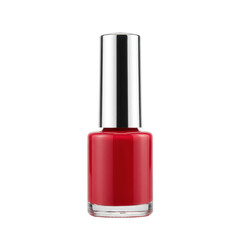 Obraz premium Ultra realistic, glossy gel nail polish bottle in vibrant color, 3/4 view, isolated on clean transparent background with clear contours, no shadows, concept for beauty product advertising