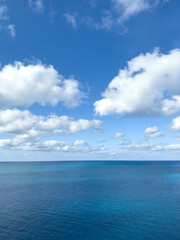 An aerial view of the ocean from a cruise ship in the Bahamas.