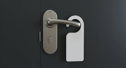 Modern door handle with blank doorknob hanger mockup design template
