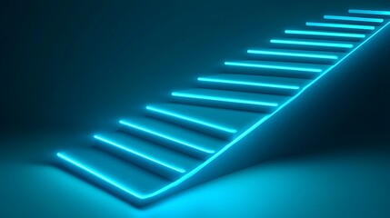 Neon blue steps ascend