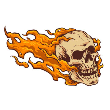 burned flame skull vector design