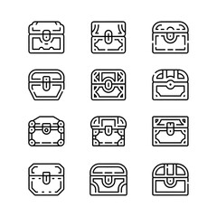 Unearth hidden treasures A collection of minimalist treasure chest on transparent background